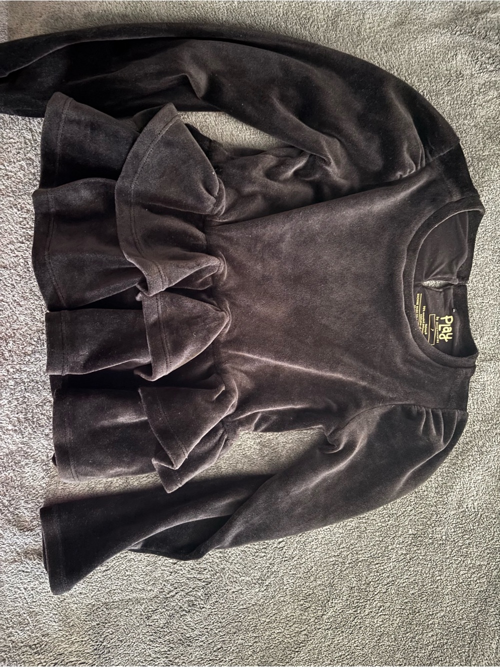Little Sleepies Black Velvet Ruffle Peplum Top
